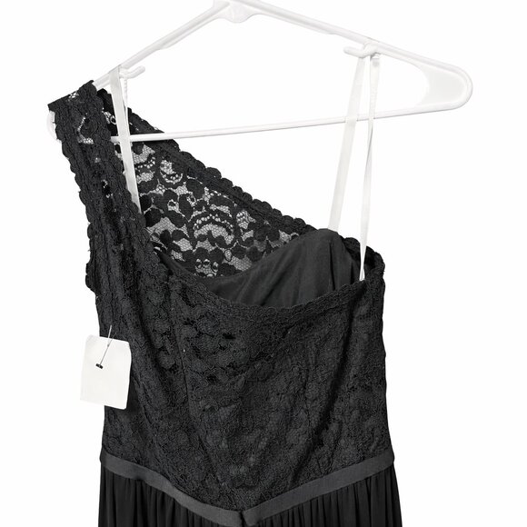 David’s Bridal One Shoulder Long Lace Dress Black Size 10 NWT - Picture 4 of 9